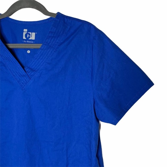 Barco Icu Scrub Top Womens Medical Short Sleeve Hospital Pockets Blue Medium - Picture 3 of 7